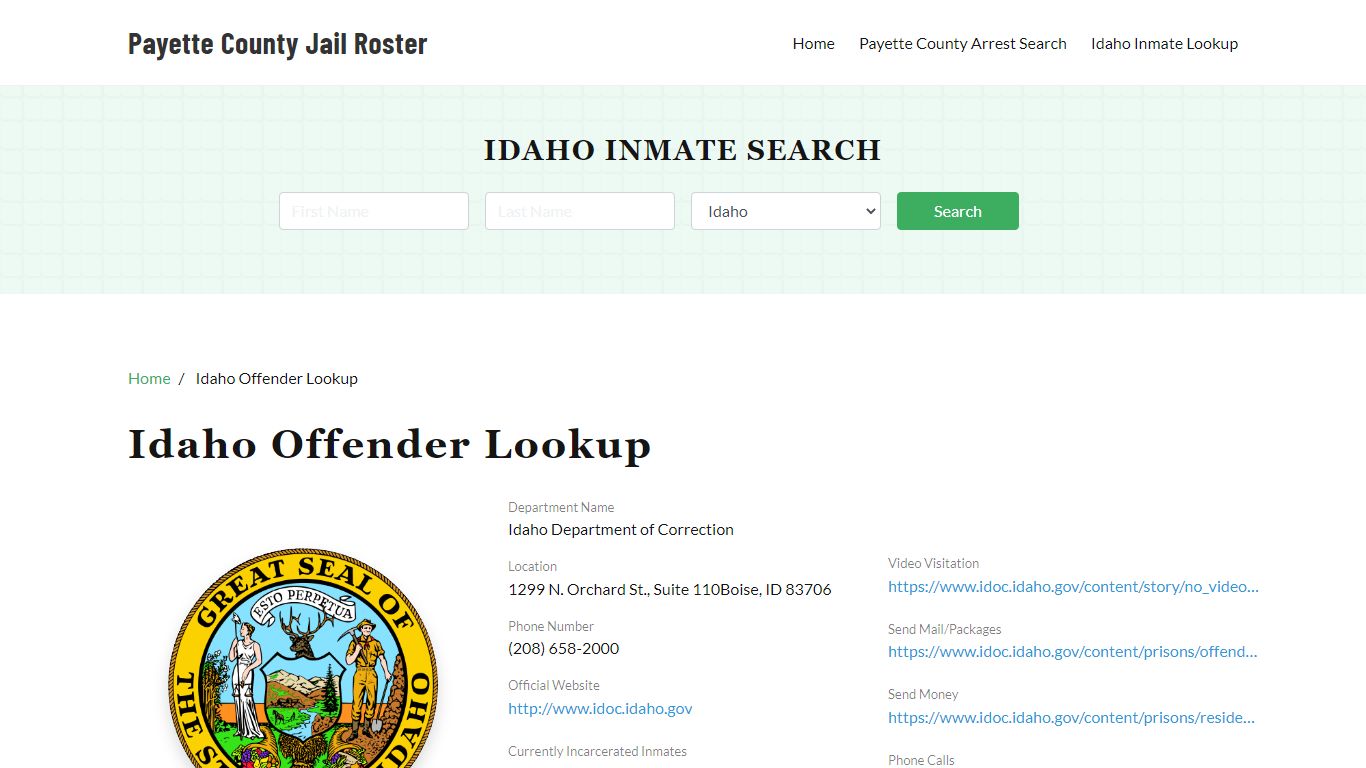 Idaho Inmate Search, Jail Rosters - Payette County Jail