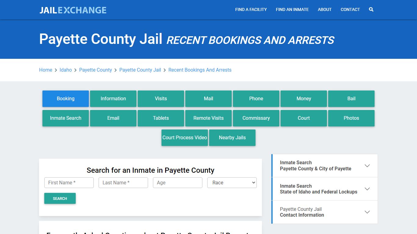 Payette County Jail Recent Bookings And Arrests - Jail Exchange